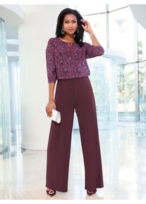 Schlupfbluse Lady, Damen, Gr. 52, bunt (burgund, flieder, bedruckt), 100% Polyester, gemustert, mehrfarbig, Rundhals, Blusen Schlupfbluse