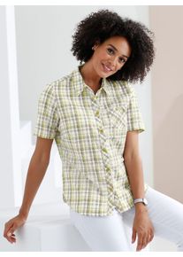 Hemdbluse Classic Basics, Damen, Gr. 56, gr&uuml;n (gr&uuml;n, kariert), 100% Baumwolle, gemustert, kariert, Blusen Hemdbluse