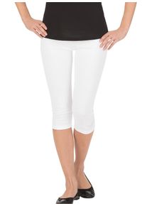 Leggings TRIGEMA "TRIGEMA Leggings 3/4 mit Kristallsteinen", Damen, Gr. 3XL, US-Gr&ouml;&szlig;en, wei&szlig;, Feinripp, 95% Baumwolle, 5% Elastan, Basic, Hosen Leggings