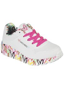 Sneaker Skechers "UNO LITE-LOVELY LUV", M&auml;dchen, Gr. 37, bunt (wei&szlig;, multi, 2), Lederimitat, Textil, kontrastfarbene Details, Schuhe Sneaker, Schn&uuml;rschuh mit bedruckter Sohle, Gr&ouml;&szlig;enschablone zum Download