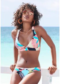 active by Lascana Triangel-Bikini-Top LASCANA ACTIVE "Layne", Damen, Gr. 36, Cup C/D, bunt (t&uuml;rkis, gelb, bedruckt), Recycling-Polyamid, bedruckt, kontrastfarbene Details, Bikini-Oberteile Triangel-Bikini-Top, mit Racerback