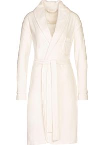 Bademantel Vossen "Vivienn, ideal f&uuml;r Sauna & Spa, Hotelbademantel, Morgenmantel" Gr. L, wei&szlig; (ivory), L, Nicki-Velours, Hausm&auml;ntel, Bademantel, mit Bieseneinfassung und Brusttasche