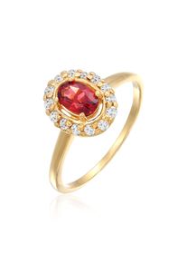 Silberring Elli Premium "Ring Granat Topas Klassik 585 Gelbgold" Gr. 58, gold, Fingerringe, Damen, 58, Gelbgold 585, Silberring
