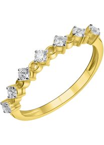 Goldring Firetti "Schmuck Geschenk Gold 375 Fingerring Ring" Gr. 52, gelb (gelbgoldfarben, wei&szlig;goldfarben, kristallwei&szlig;), Fingerringe, Damen, 52, Gelbgold 375, 2mm, Goldring, mit Zirkonia (synth.)