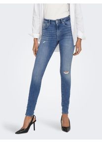 Skinny-fit-Jeans Only "ONLPOWER LIFE MID PUSH", Damen, Gr. L (40), L&auml;nge 32, blau (medium blau denim), Denim/Jeans, Obermaterial: 92% Baumwolle, 6% Polyester, 2% Elasthan, Abriebeffekte, Destroyed-Effekte, skinny fit kn&ouml;chellang, Jeans Skinny-fit-Jeans, Baumwollmischung, skinny fit