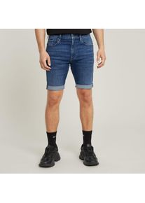 G-Star Raw Shorts G-STAR "3301 Slim 1/2", Herren, Gr. 34, N-Gr, blau (medium aged), Denim/Jeans, Obermaterial: 92% Baumwolle, 7% Elastomultiester, 1% Elasthan, schmal kniefrei, Hosen Shorts