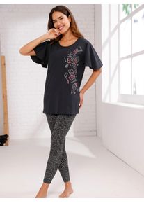 Leggings, Damen, Gr. 38, Normalgr&ouml;&szlig;en, schwarz, grau, bedruckt, 95% Baumwolle, 5% Elasthan, ethno, gemustert, Hosen Leggings