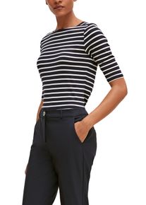 Kurzarmshirt comma, Damen, Gr. 44, blau (blau wei&szlig;), Jersey, Obermaterial: 100% Baumwolle, gestreift, slim fit normal, eckiger Ausschnitt, Shirts Kurzarmshirt, mit Streifen und slim fit