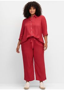 Hemdbluse sheego, Damen, Gr. 42, lila (erdbeere), 100% Viskose, unifarben, Blusen Hemdbluse