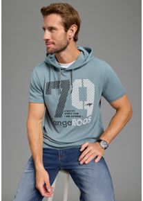 Kapuzenshirt Kangaroos, Damen, Gr. 3XL, blaugr&uuml;n, Interlock, Obermaterial: 100% Baumwolle, normal, Shirts Kapuzenshirt, mit Kapuze und angesetztem B&uuml;ndchen, Halbarm-Design, Topseller