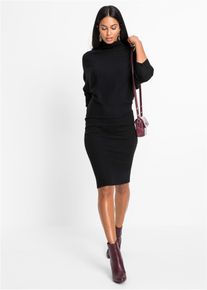 Strickkleid bonprix, Damen, Gr. 56/58 (XXXL), N-Gr, schwarz, Obermaterial: 50% Viskose, 26% Polyamid, 24% Polyester, schmal, Kleider Strickkleid, mit Rollkragen, aus Viskose, Polyamid und Polyester
