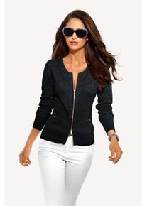 Cardigan Heine, Damen, Gr. 40, schwarz, 90% Baumwolle, 10% Seide, unifarben, Strickjacken Cardigan