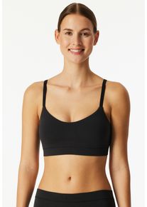 Bustier Schiesser "Unique Cotton", Damen, Gr. 40, N-Gr, schwarz, Obermaterial: 90% Baumwolle, 10% Elasthan, unifarben, BHs Bustier, mit herausnehmbaren Pads, ohne B&uuml;gel