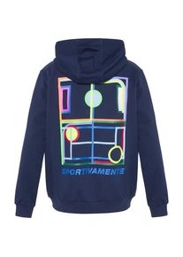 Kapuzensweatshirt Lotto, Herren, Gr. M (48/50), blau (peacoat), 80% Baumwolle, 20% Polyester, bedruckt, ohne Ausschnitt, Umschlagrippbund, Sweatshirts Kapuzensweatshirt, - mit plakativem R&uuml;ckenprint