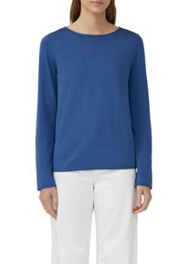 Langarmshirt s.Oliver, Damen, Gr. 44, dusty indigo, Strick, Obermaterial: 50% Baumwolle, 50% Viskose, unifarben, regular fit taillenbedeckt, Rundhals, gerader Abschluss, Shirts Langarmshirt, mit Rollkanten