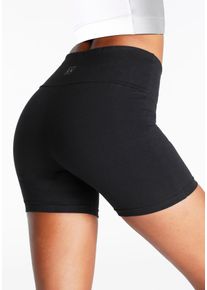 Shorts Lascana, Damen, Gr. 40/42, N-Gr, schwarz, Single Jersey, Obermaterial: 95% Baumwolle, 5% Elasthan, unifarben, Basic, kurz, Hosen Shorts, mit breitem B&uuml;ndchen und Logodruck, Loungewear, Topseller