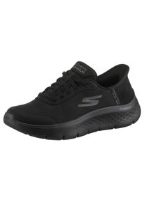 Slip-On Sneaker Skechers "GO WALK FLEX", Damen, Gr. 36, schwarz, Lederimitat, unifarben, Schuhe Slip-On Sneaker, Slipper, Freizeitschuh, Halbschuh mit Air-Cooled Memory Foam
