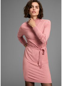 Strickkleid Laura Scott, Damen, Gr. 40, N-Gr, rosa (rose, melange), Strick, Obermaterial: 50% Viskose, 26% Polyamid, 24% Polyester, unifarben, Basic, oversize mini, hoch geschlossener Ausschnitt, Kleider Strickkleid, mit Bindeg&uuml;rtel und Stehkragen - NEUE KOLLEKTION