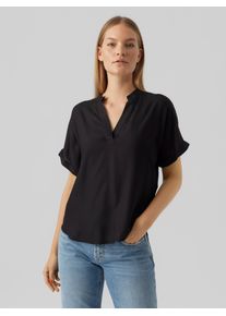 V&eacute;ro Moda Shirtbluse VERO MODA "VMBEAUTY SS TOP GA NOOS", Damen, Gr. XS, schwarz, Web, Obermaterial: 100% Viskose, unifarben, normal, V-Ausschnitt, Blusen Shirtbluse, Viskose, regular fit, Topseller