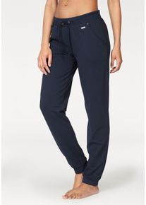 Relaxhose Lascana, Damen, Gr. 44/46, N-Gr, blau (marine), Strick, Obermaterial: 60% Baumwolle, 40% Polyester, unifarben, Basic, bequem lang, Hosen Relaxhose, mit seitlichen Eingrifftaschen, Loungeanzug, Topseller