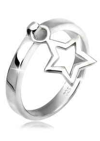 Silberring Elli "Ring Bandring Stapelring Stern Anh&auml;nger 925 Silber" Gr. 52, silber, Fingerringe, Damen, 52, Silber 925 (Sterlingsilber), Silberring