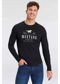 Langarmshirt Mustang "Style Adrian", Herren, Gr. XL, schwarz, Obermaterial: 100% Baumwolle, regular fit, Rundhals, Shirts Langarmshirt