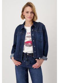Jeansblazer monari, Damen, Gr. 36, blau (jeans), Denim/Jeans, Obermaterial: 50% Baumwolle, 40% Lyocell, 10% Modal, clean, unifarben, regular fit normal, Rundhals, eingesetzt,&Auml;rmel mit &Auml;rmelschlitz 1-Knopf-Manschette mit Schlitz, Blazer Jeansblazer, mit aufgesetzten Taschen