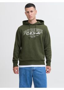 Jack & Jones Kapuzensweatshirt JACK & JONES "JJMAKOTO SWEAT HOOD", Herren, Gr. S, duffel bag print:big print, angeraute Sweatware, Obermaterial: 80% Baumwolle, 20% Polyester, bedruckt, regular fit normal, Rundhals, Rippb&uuml;ndchen, Sweatshirts Kapuzensweatshirt