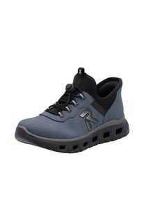 Slip-On Sneaker RIEKER SPORT "Ready2GO", Damen, Gr. 36, blau, schwarz, Lederimitat, Textil, Schuhe Slip-On Sneaker, Schlupfschuh, Halbschuh, Freizeitsneaker mit Schnellverschluss