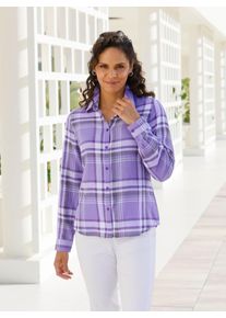 Karobluse Casual Looks, Damen, Gr. 48, lila (lila, lavendel, kariert), 100% Baumwolle, gemustert, kariert, mehrfarbig, Blusen Karobluse