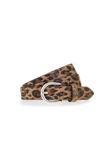 Lederg&uuml;rtel Mustang, Damen, Gr. 80, braun (taupe, schwarz braun), Leder, G&uuml;rtel Lederg&uuml;rtel, Modischer Animal-Print, 2,5 cm