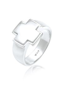 Silberring Kuzzoi "Ring Herren Siegelring Bandring Kreuz 925 Silber" Gr. 64, silber, Fingerringe, Damen, 64, Silber 925 (Sterlingsilber), Silberring
