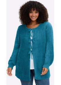 Strickjacke sheego, Damen, Gr. 48/50, topas, 100% Polyamid, unifarben, Strickjacken Strickjacke