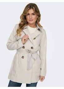 Trenchcoat Only "ONLVALERIE TRENCHCOAT OTW NOOS", Damen, Gr. M, gelb (moonbeam), Web, Obermaterial: 100% Polyester, unifarben, figurumspielend ca. Mitte Oberschenkel, M&auml;ntel Trenchcoat