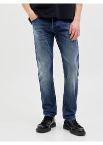 Jack & Jones Slim-fit-Jeans JACK & JONES "JJIGLENN JJORIGINAL CB 820 NOOS", Herren, Gr. 29, L&auml;nge 30, blau (blau denim), Denim/Jeans, Obermaterial: 98% Baumwolle, 2% Elasthan, Abriebeffekte, slim fit kn&ouml;chellang, Jeans Slim-fit-Jeans