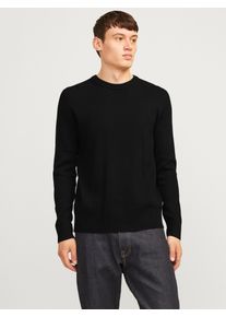 Jack & Jones Rundhalspullover JACK & JONES "JJEPERFECT &ndash; Pullover mit pflegeleichter Qualit&auml;t, Structure Fit", Herren, Gr. XS, schwarz, Strick, Obermaterial: 50% Baumwolle, 50% Polyester, unifarben, h&uuml;ftbedeckend, Rundhals, B&uuml;ndchen, Pullover Rundhalspullover, unifarben, modisch, regular fit, Strick, Rundhals