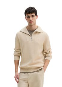 Marc O'Polo Troyer MARC O'POLO, Herren, Gr. L, light oat, Strick, Obermaterial: 100% Baumwolle, regular fit normal, B&uuml;ndchen, Pullover Troyer, regular fit aus reiner Bio-Baumwolle