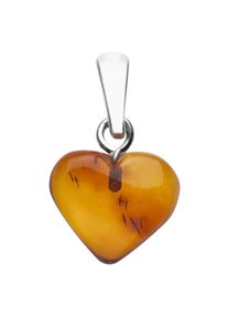 Kettenanh&auml;nger OSTSEE-SCHMUCK "OSTSEE-SCHMUCK Anh&auml;nger Herz 11 mm Silber 925/000", wei&szlig; (wei&szlig;, neutral), Schmuckanh&auml;nger, Damen, 19 x 11mm, Bernstein, 0,5 g, Kettenanh&auml;nger