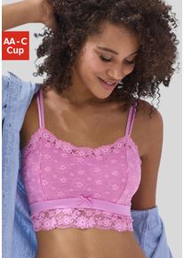 Bralette-BH Vivance "Anisa", Damen, Gr. 90, Cup C, pink, Spitze, Obermaterial: 86% Polyamid, 14% Elasthan, BHs Bralette-BH, aus blumiger Spitze in leichter Longform, sexy Dessous, Topseller