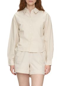 Langarmbluse QS, Damen, Gr. 44, beige (ecru), Web, Obermaterial: 100% Baumwolle, gestreift, loose fit Po-bedeckend, Rundhals, Manschette, Blusen Langarmbluse, mit feinem Streifenmuster