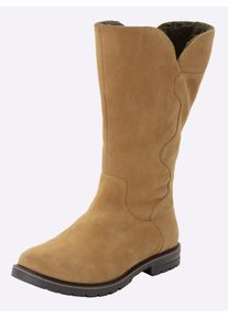 Weitschaftstiefel sheego, Damen, Gr. 41, XL-Schaft, cognac, Veloursleder, Schuhe Weitschaftstiefel