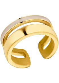 Fingerring s.Oliver "2037982/-83/-84/-85" Gr. 54, beige (gelbgoldfarben, beige), Fingerringe, Damen, 54, Edelstahl, 10mm, Fingerring, mit Emaille