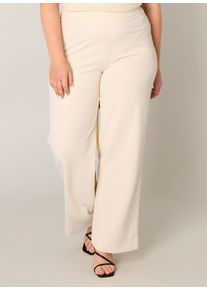 Treggings Base Level Curvy "Arah", Damen, Gr. 46, L&auml;nge 32, beige (light beige), Web, Obermaterial: 97% Polyester, 3% Elasthan, unifarben, loose fit extralang, Hosen Treggings, mit elastischem Bund