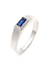Siegelring Kuzzoi "Ring Siegelring Rechteck Synthetischer Saphir Blau 925 Sterling Silber" Gr. 62, silber, Fingerringe, Herren, 62, Silber 925 (Sterlingsilber), Siegelring