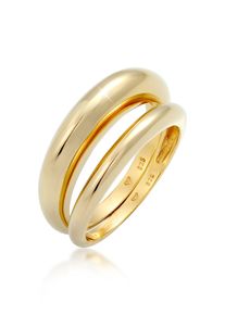 Ring-Set Elli Premium "Ring Bandring Basic Klares Design 2er Set 925 Silber" Gr. 52, gold, Fingerringe, Damen, 52, ohne Stein, Silber 925 (Sterlingsilber), 5mm, Ring-Set
