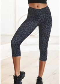 active by Lascana Caprileggings LASCANA ACTIVE, Damen, Gr. 44/46, N-Gr, schwarz (leo, anthrazit), Obermaterial: 79% Polyester, 21% Elasthan, bedruckt, figurbetont kniebedeckend, Hosen Caprileggings, mit allover Druck, Topseller