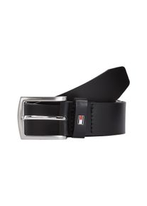 Lederg&uuml;rtel Tommy Hilfiger "DENTON 3,5 cm breit", Herren, Gr. 90, schwarz, Leder, gepflegt, unifarben, Basic, G&uuml;rtel Lederg&uuml;rtel, Robuster Lederg&uuml;rtel mit Flag-Label, silberne Schnalle, verstellbar