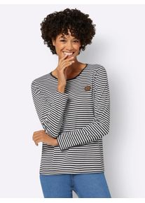 T-Shirt Casual Looks "Shirt", Damen, Gr. 48, schwarz-wei&szlig; (schwarz, wei&szlig;, gestreift), 50% Baumwolle, 50% Modal, gemustert, gestreift, Rundhals, Shirts T-Shirt