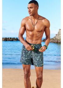 Badeshorts Bruno Banani, Herren, Gr. L (52), N-Gr, blau (marine, oliv), Microfaser, Recycling-Polyester, Badehosen Badeshorts, mit Animalprint