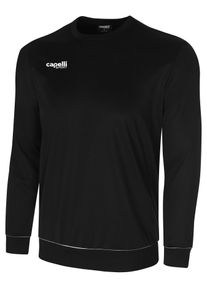 Langarmshirt CAPELLI SPORT, Herren, Gr. M, schwarz-wei&szlig; (schwarz, wei&szlig;), Obermaterial: 95% Polyester, 5% Elasthan, unifarben, bequem h&uuml;ftbedeckend, Rundhals, angesetztes B&uuml;ndchen, Shirts Langarmshirt, mit rundem Halsausschnitt